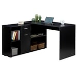 Bureau d'angle CARMEN bureau modulable avec meuble de rangement intégré 4 étagères 1 porte et 1 tiroir, décor noir mat