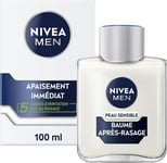 NIVEA MEN Peau Sensible Baume Après-Rasage 100 Ml, Soin Visage 0% D’Alcool