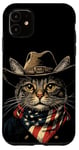 Coque pour iPhone 11 Chat noir dans des bottes de cowboy