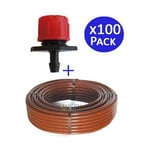 Suinga - Tuyau pe-ld 100 m x 16 mm. Tuyau d'arrosage + 100 Goutteurs réglables de 0 à 70 l/h, marron