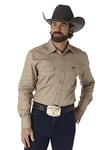 Wrangler Men's Cowboy Cut Western Long Sleeve Snap Finish work utility button down shirts, Khaki, 3XL UK