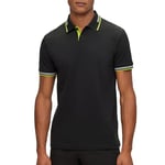 BOSS Mens Paul Curved Curved-Logo Slim-fit Polo Shirt in Stretch-Cotton piqué Black