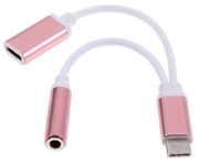 Dual Adapteri USB-C 3,5 mm kuulokeliitäntään ja lataukseen, Roosa