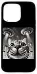 Coque pour iPhone 15 Pro Max Cat Selfie with UFO Weird 50s Photo