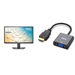 Dell SE2222H 21.5 Inch Full HD Monitor, 60Hz, VA, HDMI, VGA, 3 Year Warranty, Black & BENFEI HDMI to VGA, Gold-Plated Adapter for Computer, Desktop, Laptop, PC, Monitor - Black