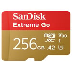 SanDisk 256GB Extreme Go micro SDXC card + SD adapter, (For Android Devices, Gaming Consoles, Drones, Action Cams, UHS-I, up to 200 MB/s, V30, 5K, 4K, UHD, Rescue PRO, Class 10, U3) For Amazon