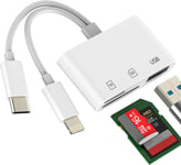 Adaptateur Usb C Lightning Vers Lecteur Carte Sd Micro Sd Usb Mémoire (3 En 1)Pour Iphone 16 15 Pro Appareil Photo Pour Ipad 10 Mac Compatible Avec Samsung Pour Apple Tf Memory Ada[LEC200542]