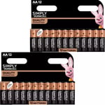 Duracell Simply AA Original Alkaline Batteries - 24 Pack Expiry 2032!