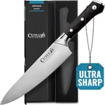 Cutluxe Chef Knife – 8" Cooking & Cutting Kitchen Knife – Razor Sharp Blade Forged from High Carbon German Steel – Ergonomic Handle & Full Tang Design – Artisan Series