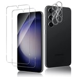 Funrae [2+2 Pièces Verre Trempé pour Samsung Galaxy S23 5G + Caméra Arrière Protecteur, [9H Dureté] Sans Bulles, Anti-Rayures, HD Ultra Résistant Film Transparent Protection écran Vitre Trempé