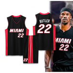 Basketbollströjor Sportkläder Jimmy Butler Miami Heat Nr 22 Basketbollströjor Vuxna Barn Klassisk Svart Classic Black children 30（155-160cm）