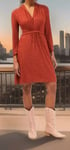 French Connection Sibley Jacquard Dress UK Size XL Sierra Red Dress New 477