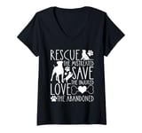 Womens Rescue Save Love, Animal Rescue Dog Cat Lovers V-Neck T-Shirt