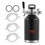 VEVOR Beer Growler Tap System, 128Oz 4L Mini Keg, 304 Stainless Steel Pressurized Beer Growler, Keg Growler with Pressure Display, CO2 Regulator Faucet, Leak-Proof Ring For Draft, Homebrew, Craft Beer