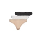 Calvin Klein String Femme Lot De 3 Stretch, Multicolore (Black/White/Honey Almond), M