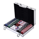 HOMCOM Mallette de Poker Coffret de Poker Complet avec 200 jetons 2 Jeux de Cartes + 2 clés Aluminium