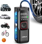 UABRLA Compresseur à Air Portatif Voiture, Gonflage Rapide 2X, 160 PSI Gonfleur Pneus Voiture AVCE Grand Écran LCD, 7500mAh Mini Pompe a Velo Electrique AVCE Lumière LED, 12V Electrique Compresseur