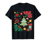 Merry Christmas Xmas Tree Cute Boho Floral Winter Pattern T-Shirt