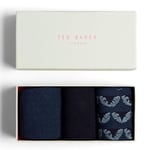 Ted Baker Gift Set Mens Socks London Navypak  Assorted Cotton 3 Pack UK 7-11