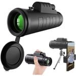 YUIOLIL Gift Monocular Telescopes - 40x60 High Power HD Monocular Eyepiece Telescope with Smartphone Holder Tripod with Durable Clear FMC BAK4 Prism Dual Focus for Bird Watching, Camping, Hiking