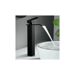 Noir Mitigeur de Lavabo Robinet Salle de Bain Haut Mitigeur pour Vasque Haut de Gamme Design Moderne