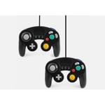 2X QUMOX Contrôleur Classique Filaire Noir Joypad Gamepad pour GC & Wii (Fonction Lente Turbo)