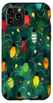 Coque pour iPhone 11 Pro Vert Aquarelle Ethnique Lumières de Noël Motif Décor