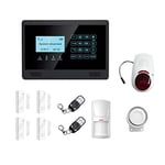 LKM Security WG-YL007M2E+3S+SIR Antivol GSM sans fil, convient pour alarme maison/bureau, sans fil, contrôlable par téléphone portable, noir, M