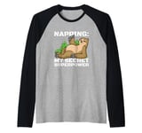 Napping Superpower Power Nap Lazy Pajama Day Sleep Sloth Raglan Baseball Tee