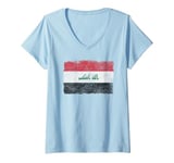 Womens NATIONAL FLAG OF IRAQ BAGHDAD TAKBIR V-Neck T-Shirt