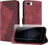 Coque Pour Iphone 8 Plus Plus/Iphone 6 Plus(5,5 Pouce), Cuir Pochette De Portefeuille Avec Film De Protection D'ecran Magnetique Emplacements Cartes Pour Iphone 6s Plus - Rouge