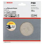 Bosch Professional 5x Feuilles de Ponçage M480 Best for Wood and Paint (pour Bois, Peinture, Ø 150 mm, Grain P80, Accessoires pour Ponceuses Excentriques)