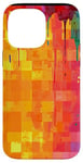 Coque pour iPhone 14 Pro Max Orange Abstrait Carreaux Arc-en-ciel Pride Art