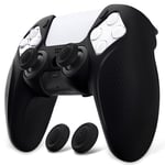 playvital Ninja Edition Anti-Slip Silicone Cover Skin for ps5 Wireless Controller, Ergonomic Protector Soft Rubber Case for ps5 Controller Fits with Charging Station with Thumb Grip Caps - Black