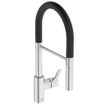 Ideal Standard - Gusto, Semi Professional Single Lever Mixer for Kitchen Sink, High Tubular spout with Adjustable and Removable Multifunction Hand Shower with Magnetic seat, Chrome