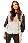 Gini London Womens Patch Fur Cropped Gilet - Silver - Size XL/2XL