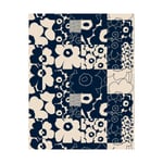 Marimekko Unikko kollaasi kangas puuvilla-pellava Linen-dark blue