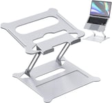 Support pour ordinateur portable en aluminium - Réglable en hauteur - Compatible avec MacBook Pro/Notebook/PC/tablette/tous les ordinateurs portables de 10 à 17"" - Argenté