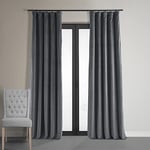 HPD Half Price Drapes Rideaux occultants Thermiques en Velours Signature pour Salon, 213 cm de Long, 1 Panneau avec Passe-Tringle pour fenêtre de Chambre à Coucher, 127 x 213 cm (l x L), Bleu Gris