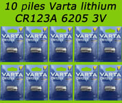 LOT 10 PILES VARTA CR123A 6205 CR123 PROFESSIONAL PHOTO LITHIUM CHROME 3V 1,6Ah