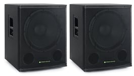 Paire Subwoofer Actif 600W Caisson Basses Haut-Parleur 18'' Bassreflex HiFi PA