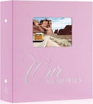 Album Photo 10x15 1000 Pochette,OURMEMORIES Grand Geant Format Lin avec fenêtre Tissu Album pour Horizontal Vertical Photos (Rose).[W818]