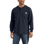 Carhartt Mens Workwear Pocket Henley Long Sleeve T Shirt - Navy Cotton - Size Small