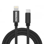 NORDIQZENZ USB-C til Lightning Tekstilkabel, 2m, Svart