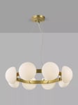 John Lewis Eclipse 8 Hoop Pendant Ceiling Light, Warm Brass/Opal