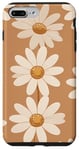 iPhone 7 Plus/8 Plus White Floral Daisy Flower Daisies on Light Beige Tan Pastel Case