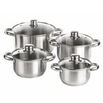 Stainless Steel Pot Stockpot for Gas Electric Induction Hob Set of 4 Elements