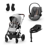 cybex GOLD Balios Silver i-Size Black Barnevogn S Lux Lava Grey inkludert bilbarnestol Cloud G Plus Lava Grey Basestasjon Base G og adapter