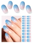 Wahrshei Vernis Autocollant UV | Bleu Gélifié Autocollant Ongle Gel UV | 20pcs Film pour Ongles Autoadhésif | Gel Nail Stickers, Autocollants et Pochoirs Pour Nail Art