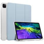 HUEZOE Coque Compatible avec iPad Pro 11", modèle 2021/2020/2018, Coque arrière Transparente en TPU Souple avec Porte-Stylo, Mise en Veille/réveil Automatique, Blanc